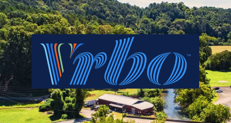 VRBO booking option for Ellijay RiverSpace and the surrounding North Georgia landscape